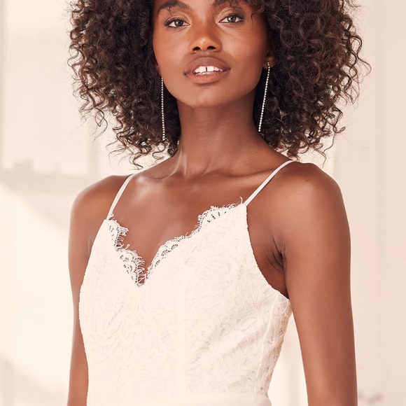 Lulu’s Timeless Romance White Lace Wide-Leg Jumpsuit XS NWT - Picture 2 of 4